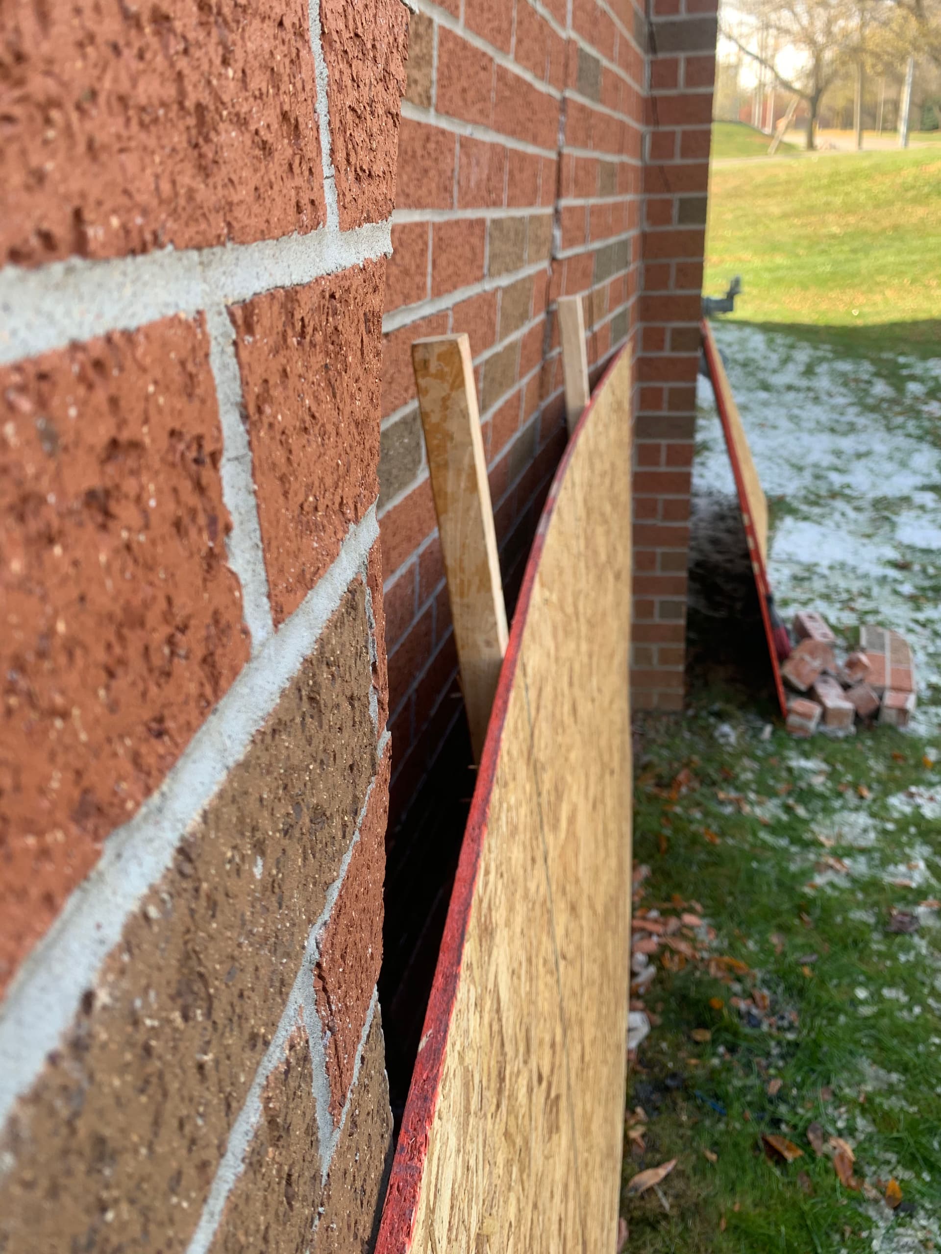 Gallery photos for Vehicle Impact Brick Wall Damage Secured Fast in Omaha: Image #2