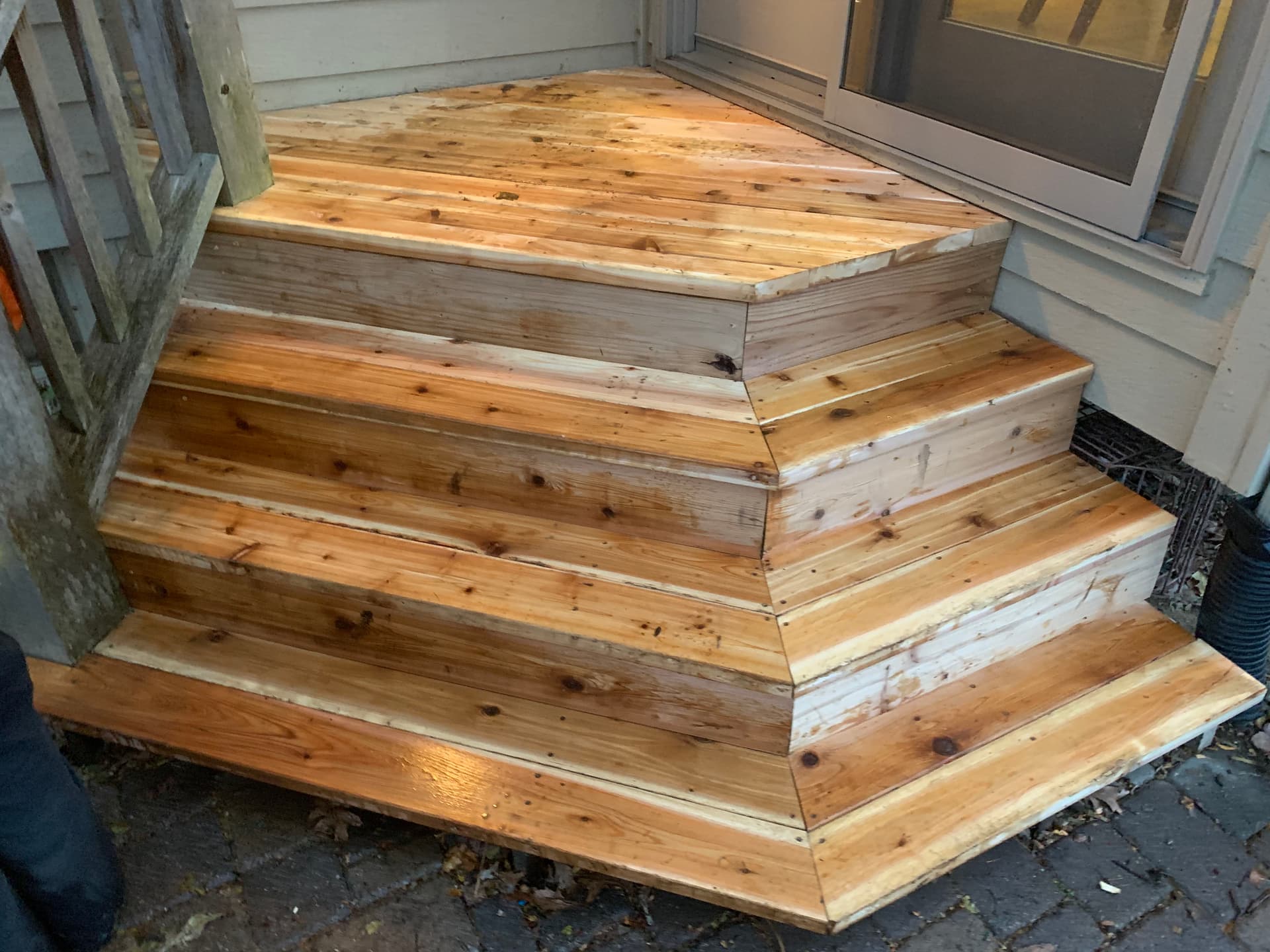 Back Door Stair Rebuild with New Cedar Decking and Risers image