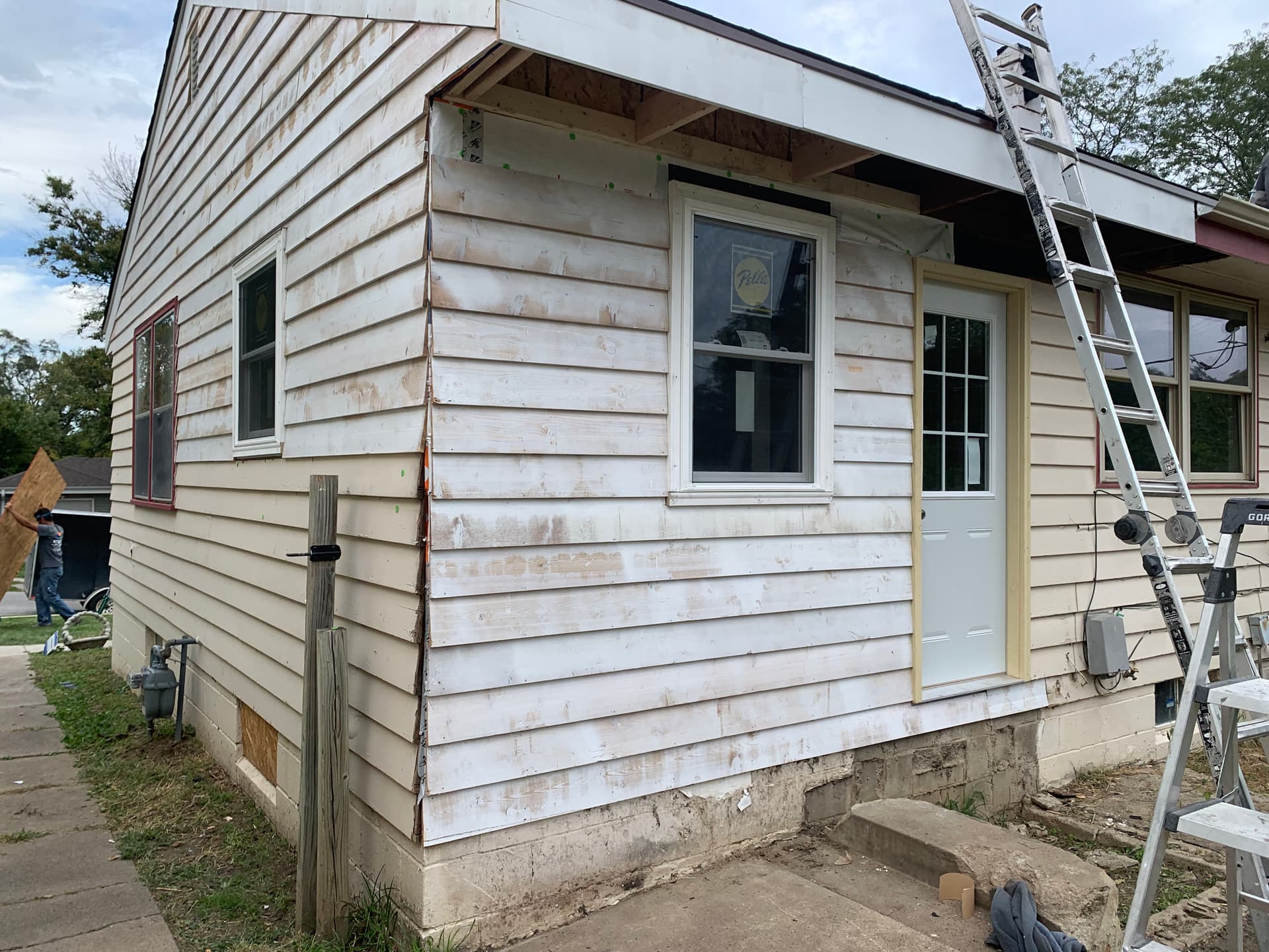 Full Fire Damage Repair Framing Siding and Soffit Rebuild image