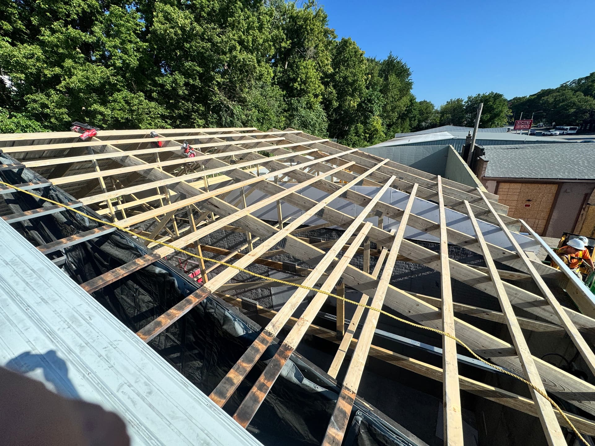 Gallery photos for Commercial Fire Damage Restoration With Full Reframe and New Roof: Image #2